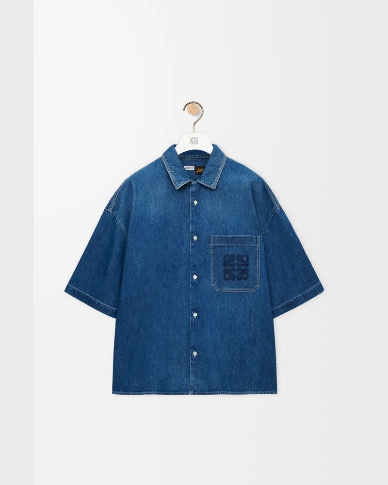 Loewe Short Sleeve Shirt In Denim Size Hombre Light