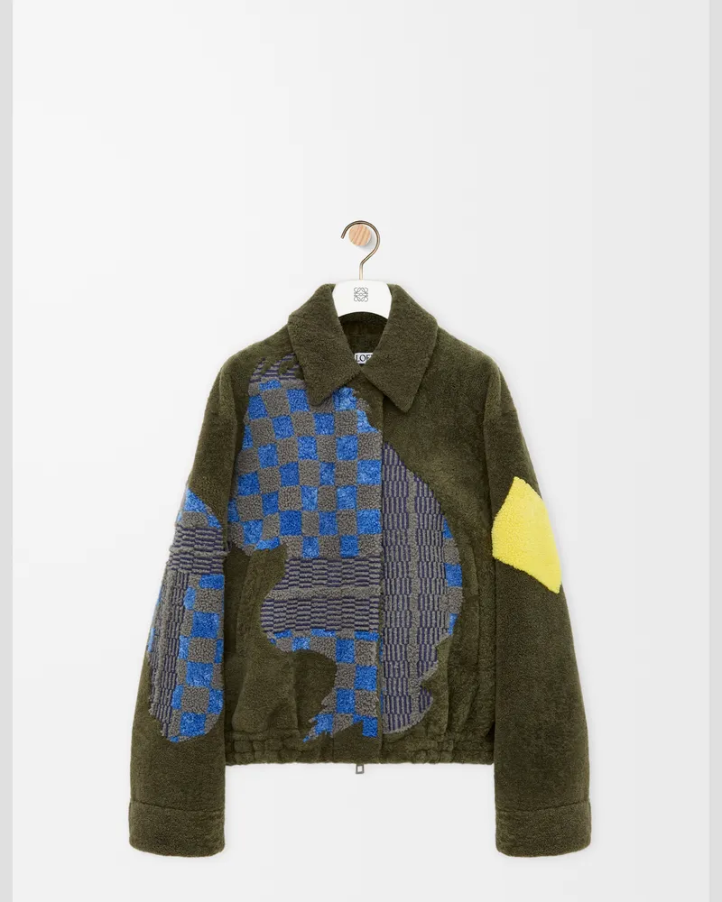 Loewe Bomber Jacket In Shearling Size Mujer Khaki