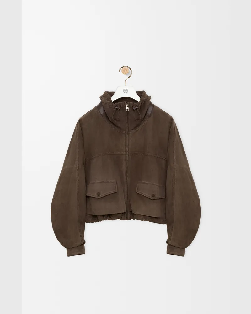Loewe Jacket In Suede Goatskin Size Mujer Dark
