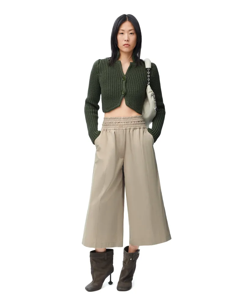 Loewe Luxury Cropped trousers in cotton and silk Beige