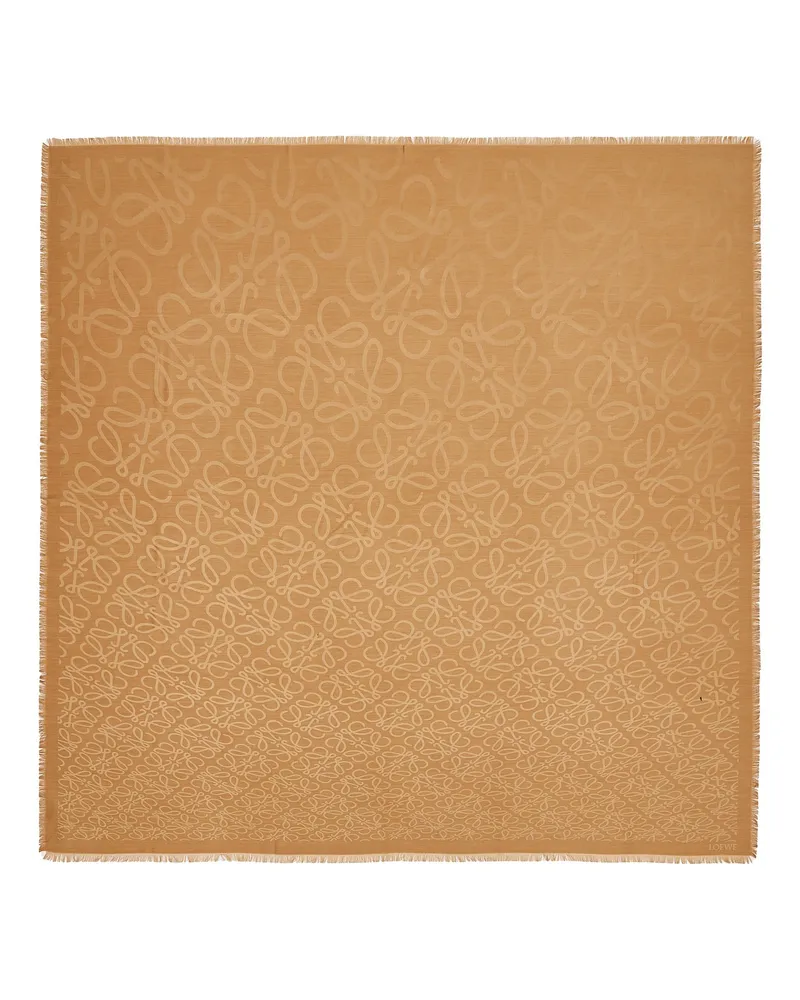 Loewe Luxury Scarf In Silk And Wool Camel