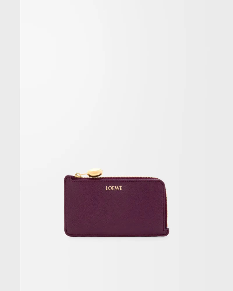 Loewe Pebble Coin Cardholder In Pebble Grained Leather skin Mujer Plum