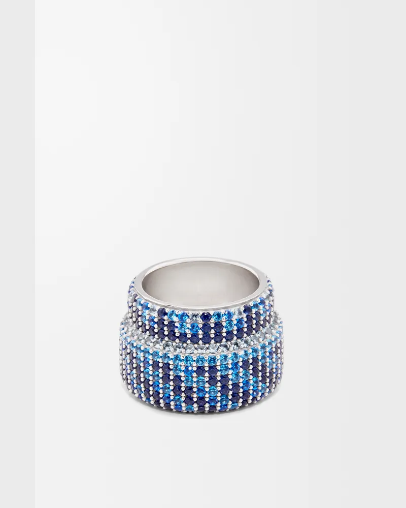 Loewe Large Pavé Ring In Sterling Silver And Crystals Size Mujer Silver