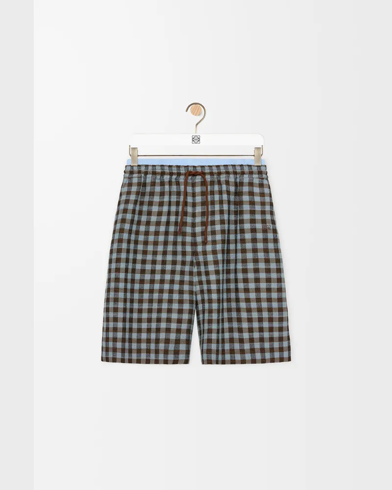 Loewe Shorts In Viscose And Linen Blend Size Hombre Blue