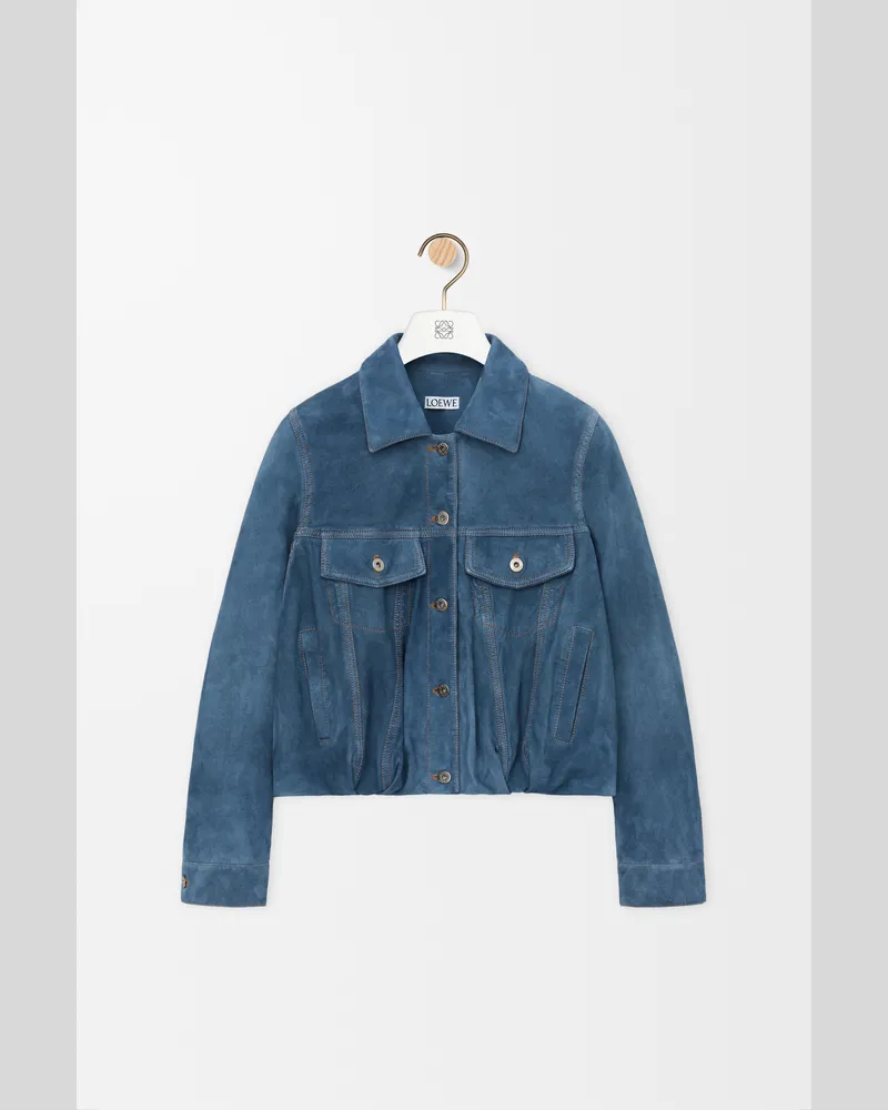 Loewe Jacket In Suede Goatskin Size Mujer Blue