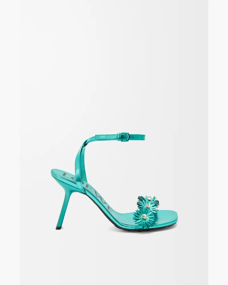 Loewe Petal Flower Sandal In Leather skin And Crystals Size Mujer Turquoise