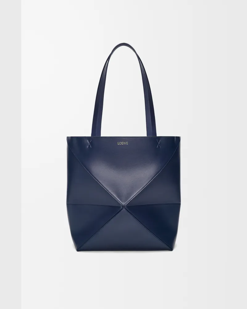 Loewe Medium Puzzle Fold Tote In Shiny Leather skin Mujer Abyss