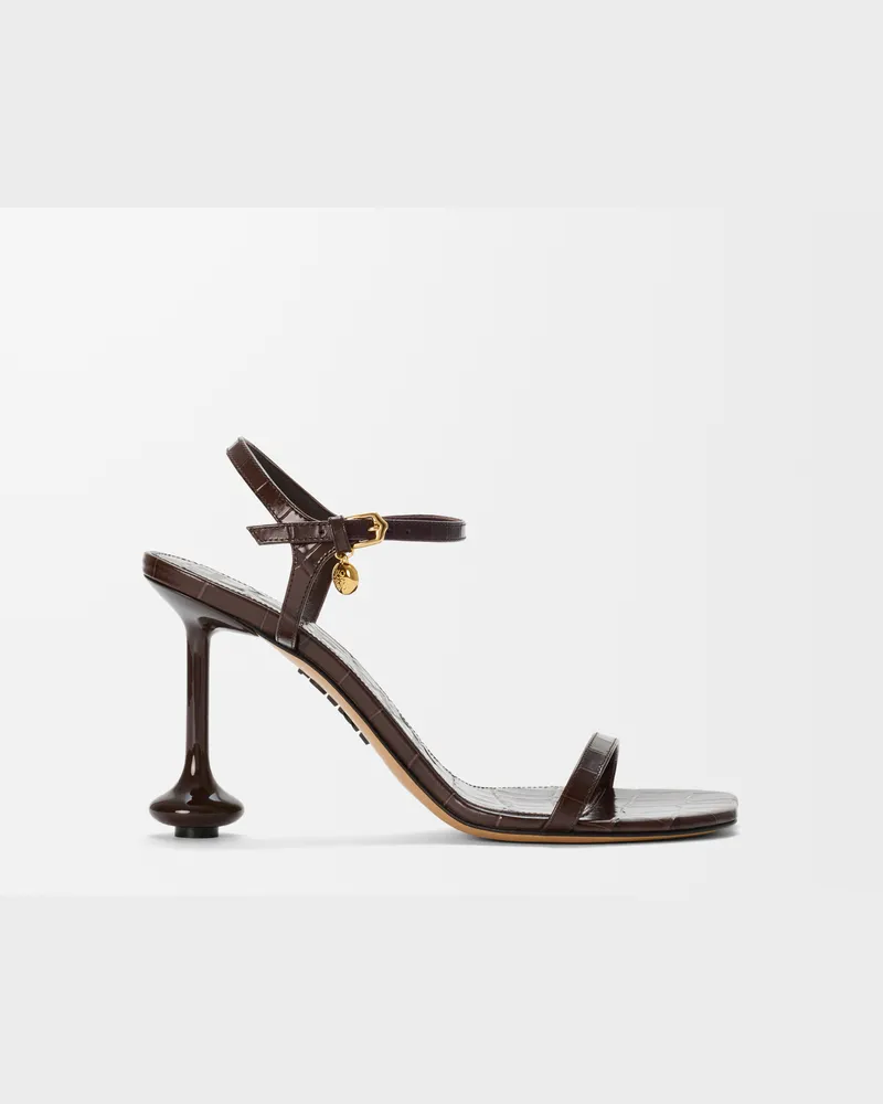 Loewe Toy Sandal In Croc-embossed Leather skin Size Mujer Dark
