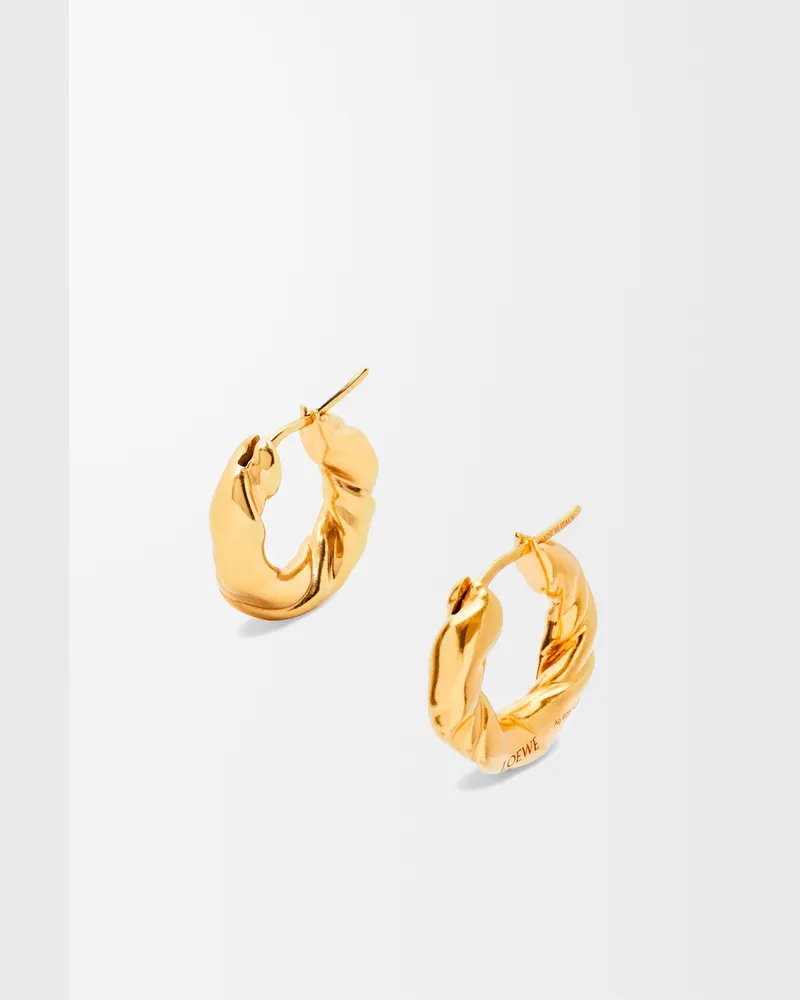 Loewe Small Nappa Twist Hoops In Sterling Silver Mujer Gold