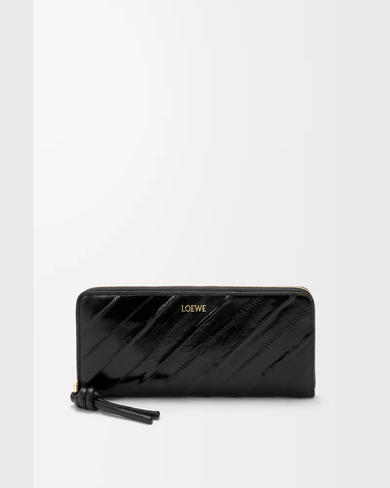 Loewe Knot Slim Zip Around Wallet In Eel Mujer Black