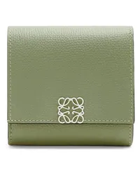 Loewe Luxury Anagram compact flap wallet in pebble grain calfskin Rosemary