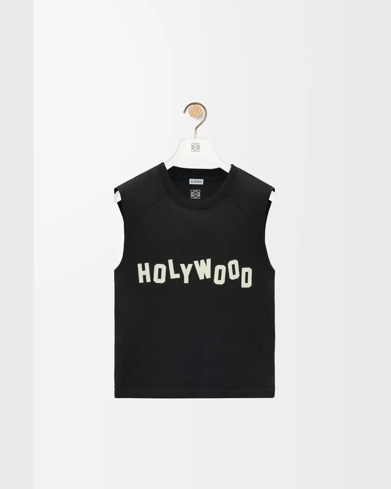 Loewe Luxury Sleeveless T-shirt in cotton and viscose Black