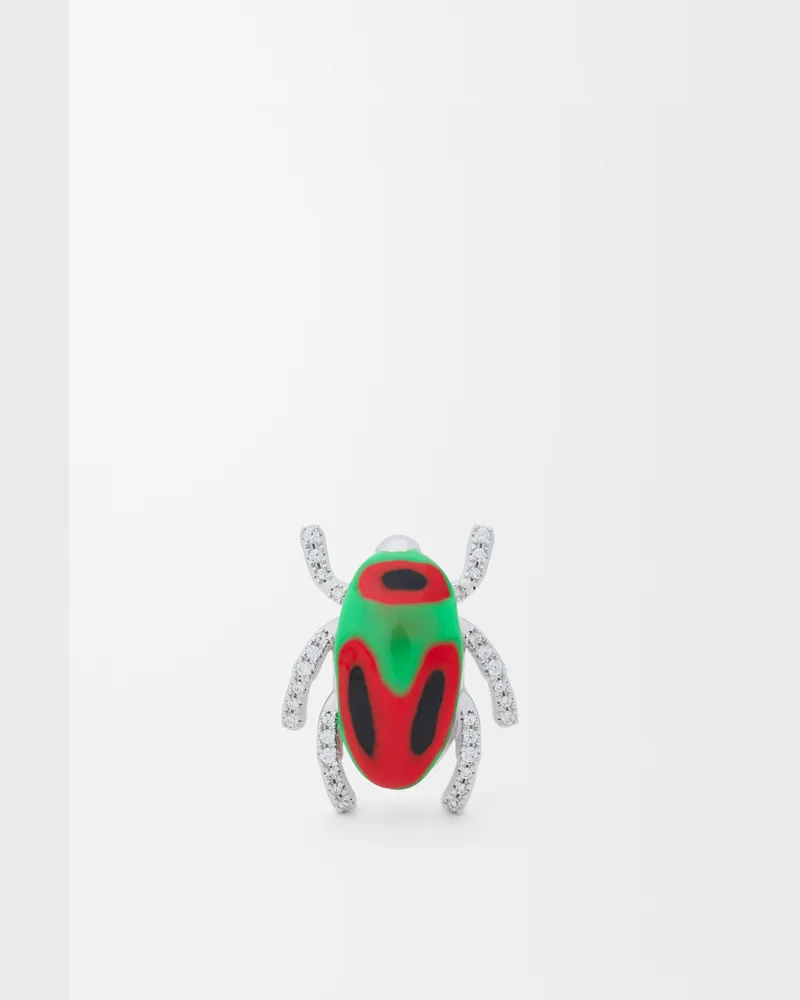 Loewe Scarabeo Brooch In Sterling Silver And Enamel Mujer Silver