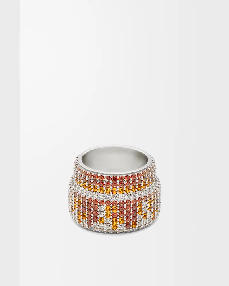 Loewe Large Pavé Ring In Sterling Silver And Crystals Size Mujer Silver