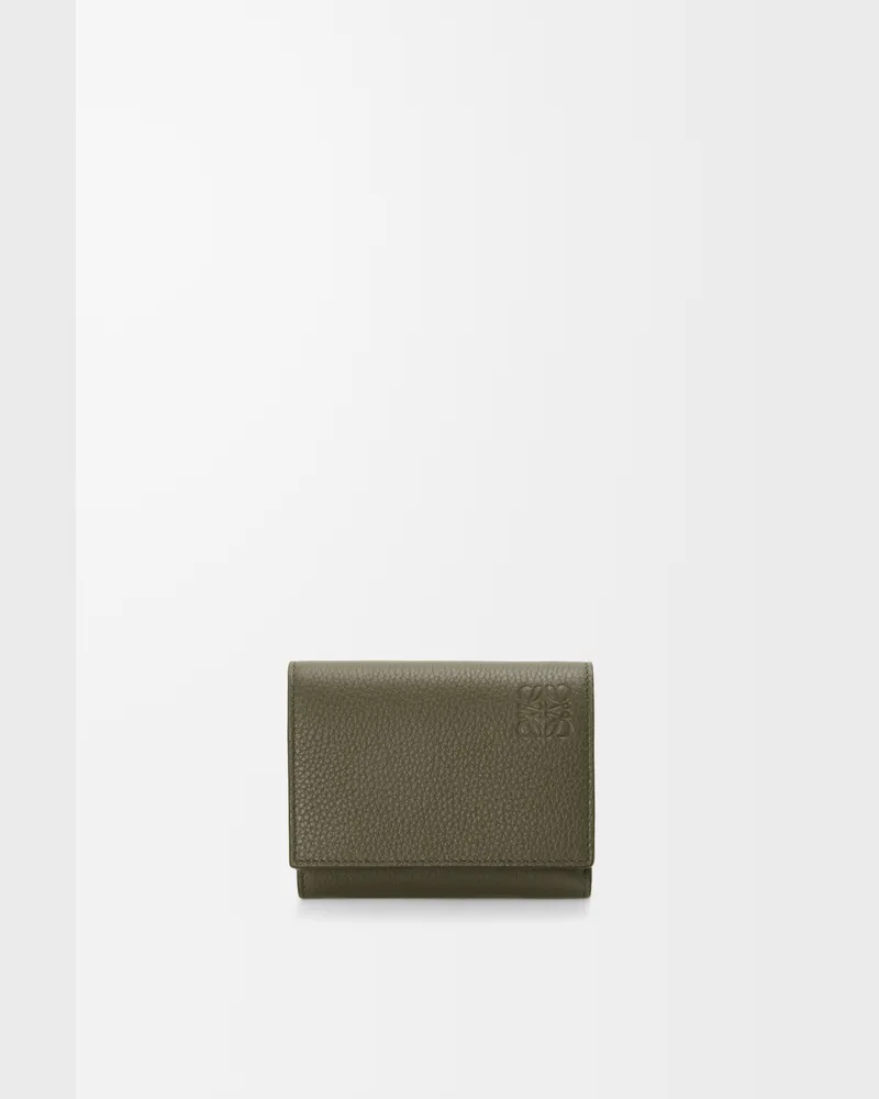 Loewe Trifold Wallet In Soft Grained Leather skin Hombre Khaki