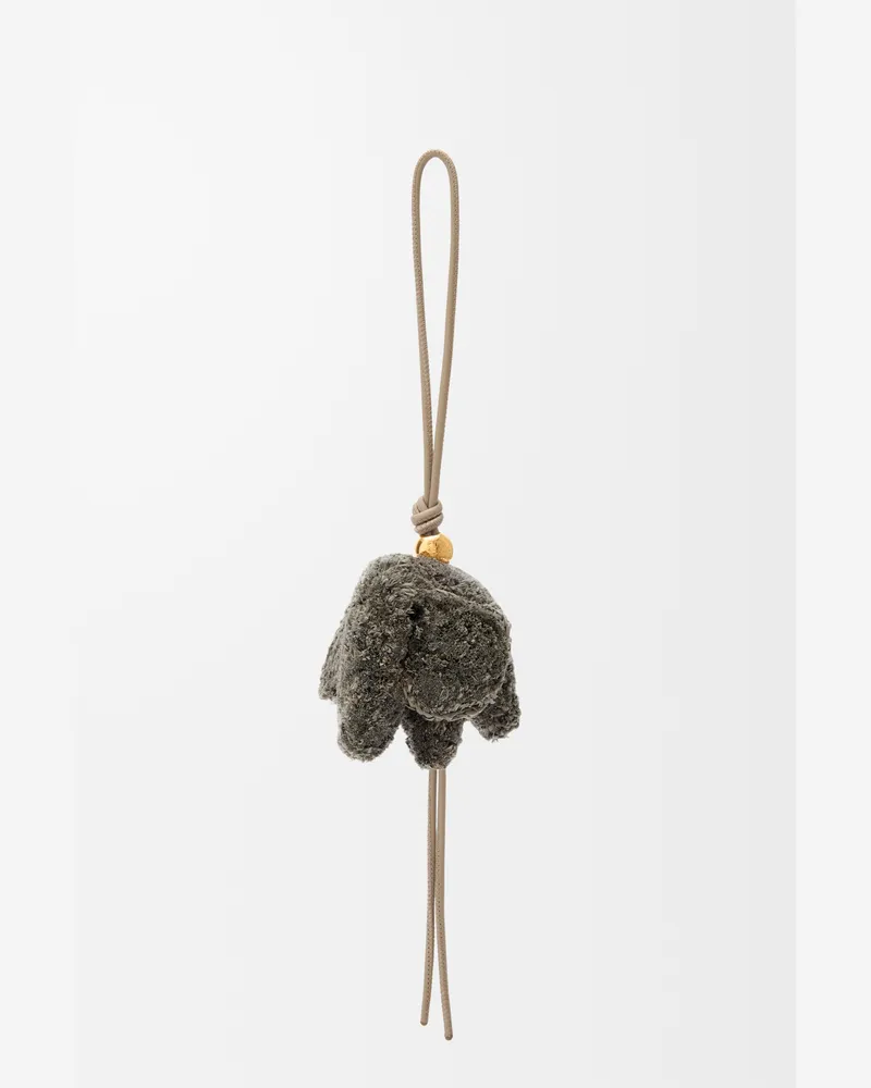 Loewe Elephant Charm In Raffia And Leather skin Mujer Grey