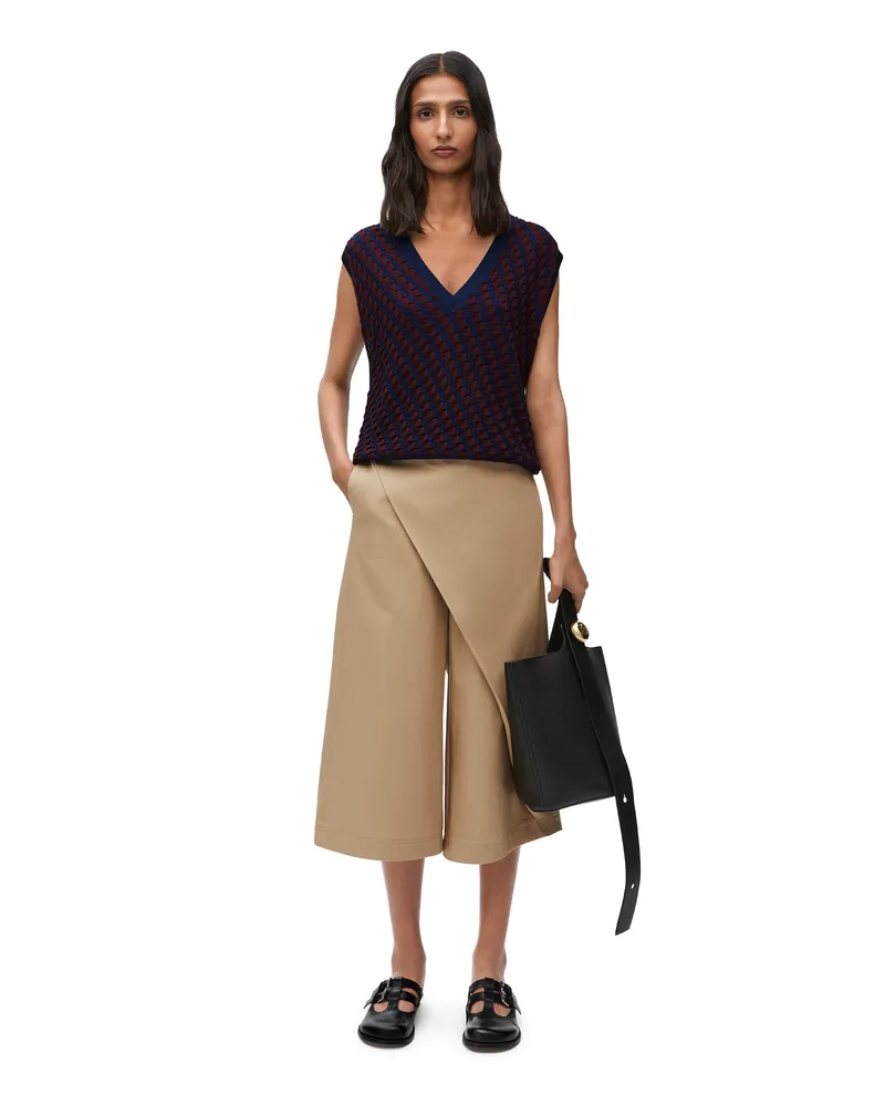 Loewe Luxury Cropped wrap trousers in cotton Kraft