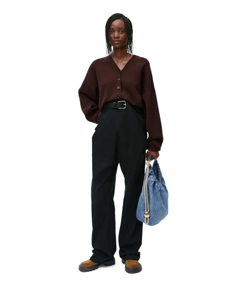 Loewe Luxury Draped trousers in cotton Black