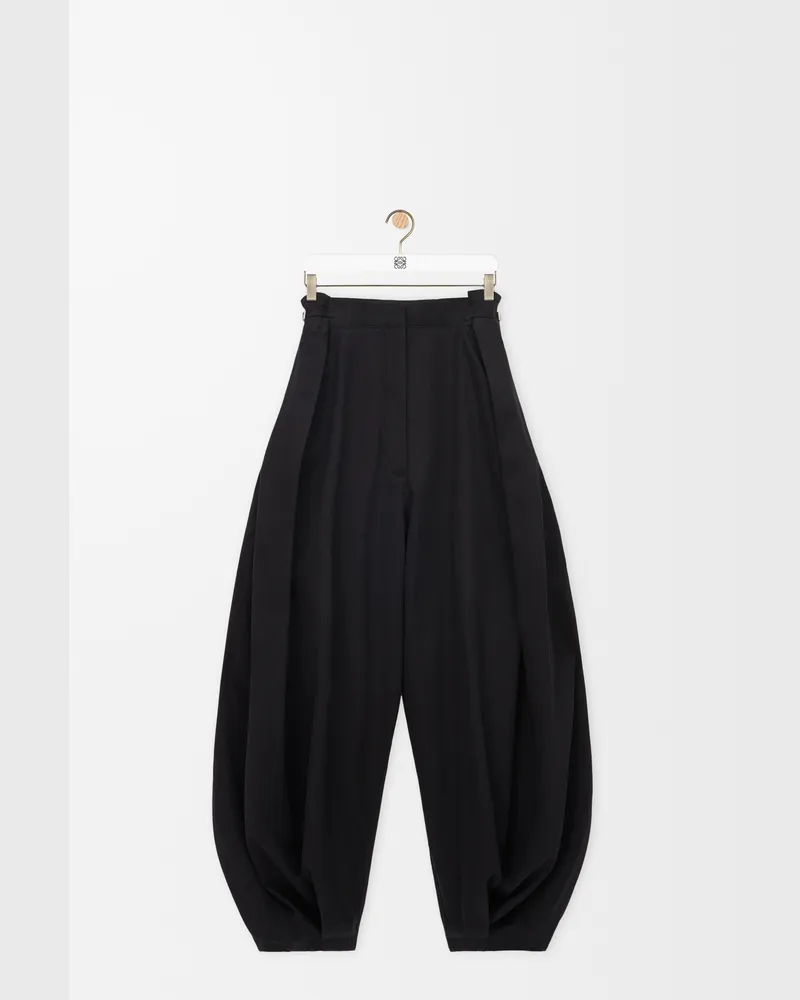 Loewe Draped Trousers In Cotton And Silk Size Mujer Black