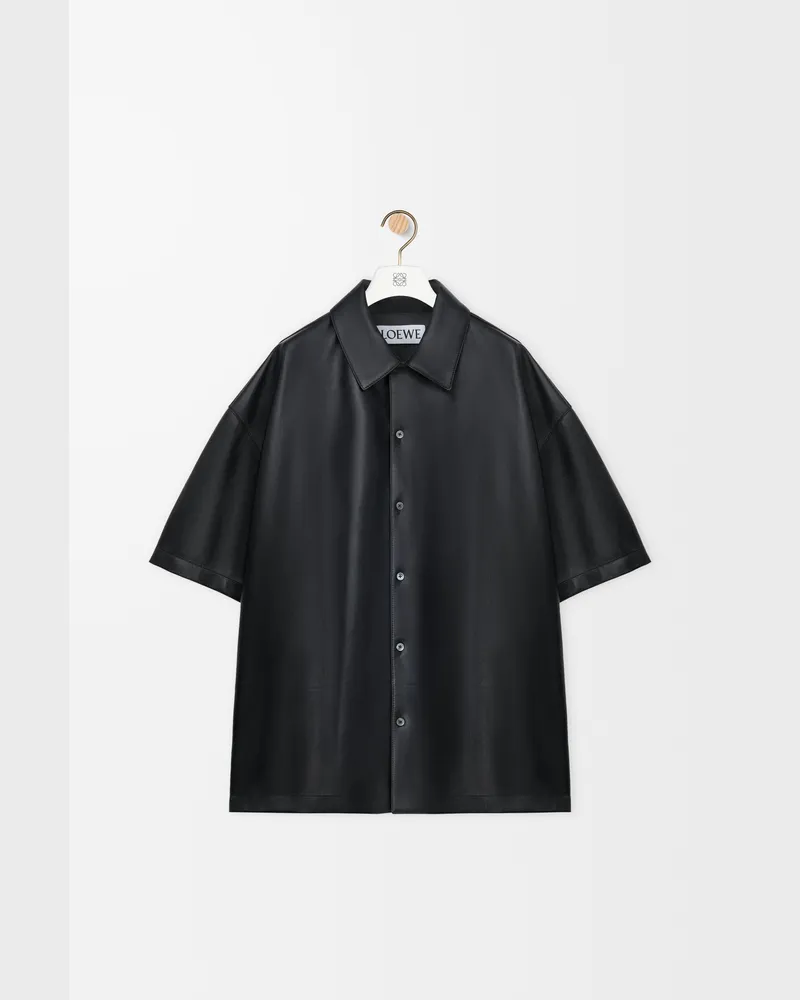 Loewe Short Sleeve Shirt In Nappa Lambskin Size Hombre Black