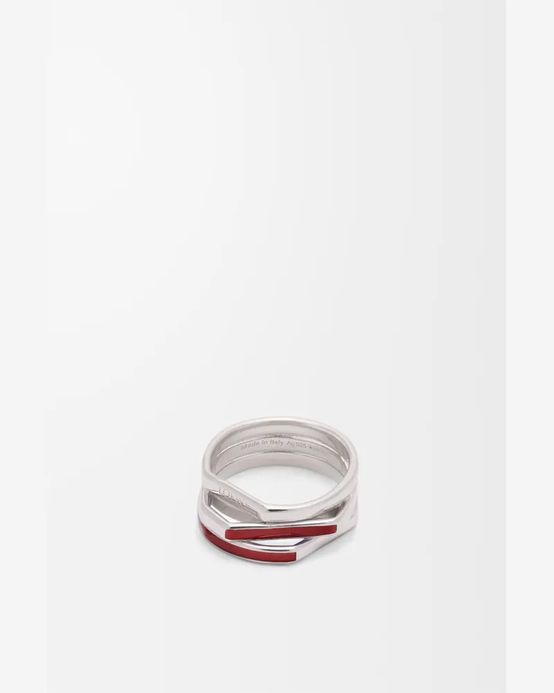Loewe Stacked Ring In Sterling Silver And Enamel Size Mujer Silver