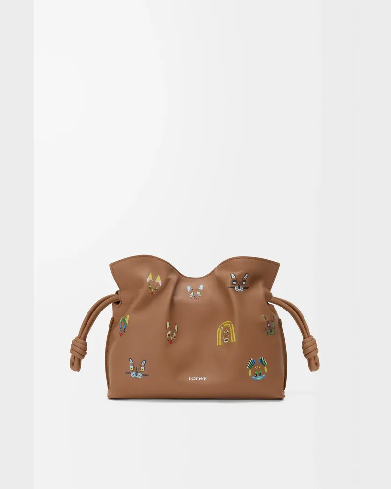 Loewe Cats Mini Flamenco Clutch In Nappa Leather skin Mujer Mocha