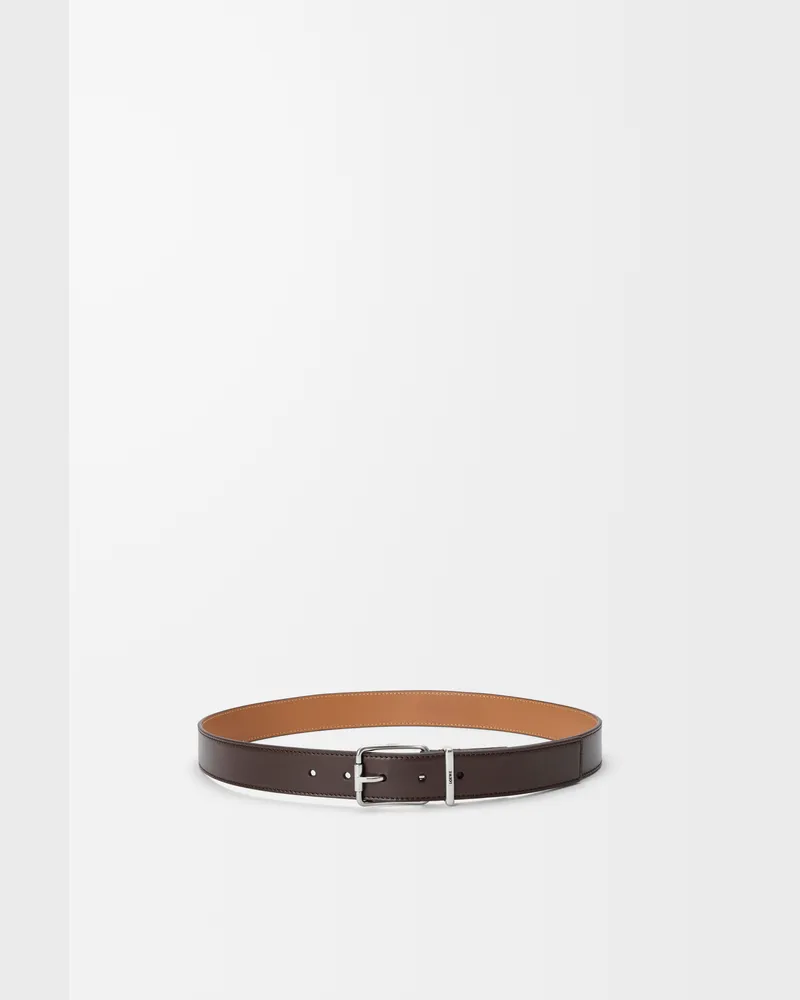 Loewe Essential Belt In Shiny Sleek Leather skin Size Hombre Dark