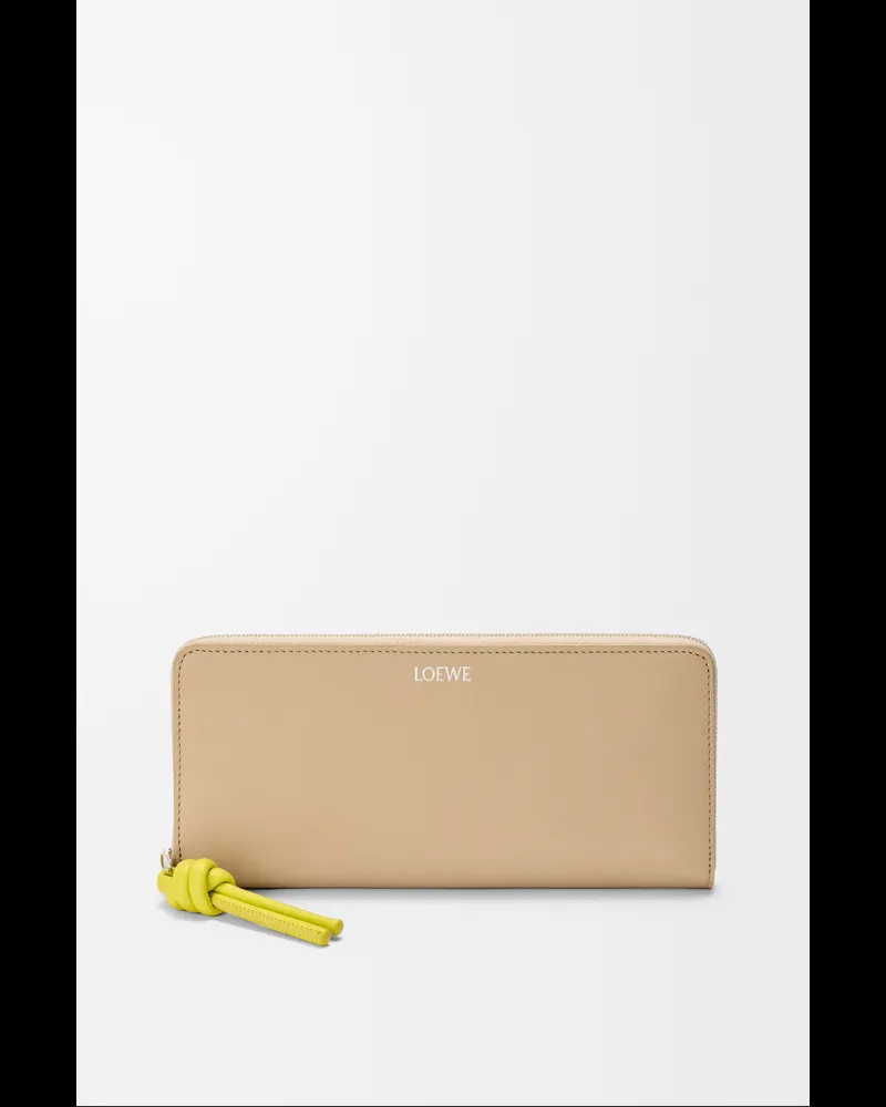 Loewe Knot Zip Around Wallet In Shiny Nappa Leather skin Mujer Beige