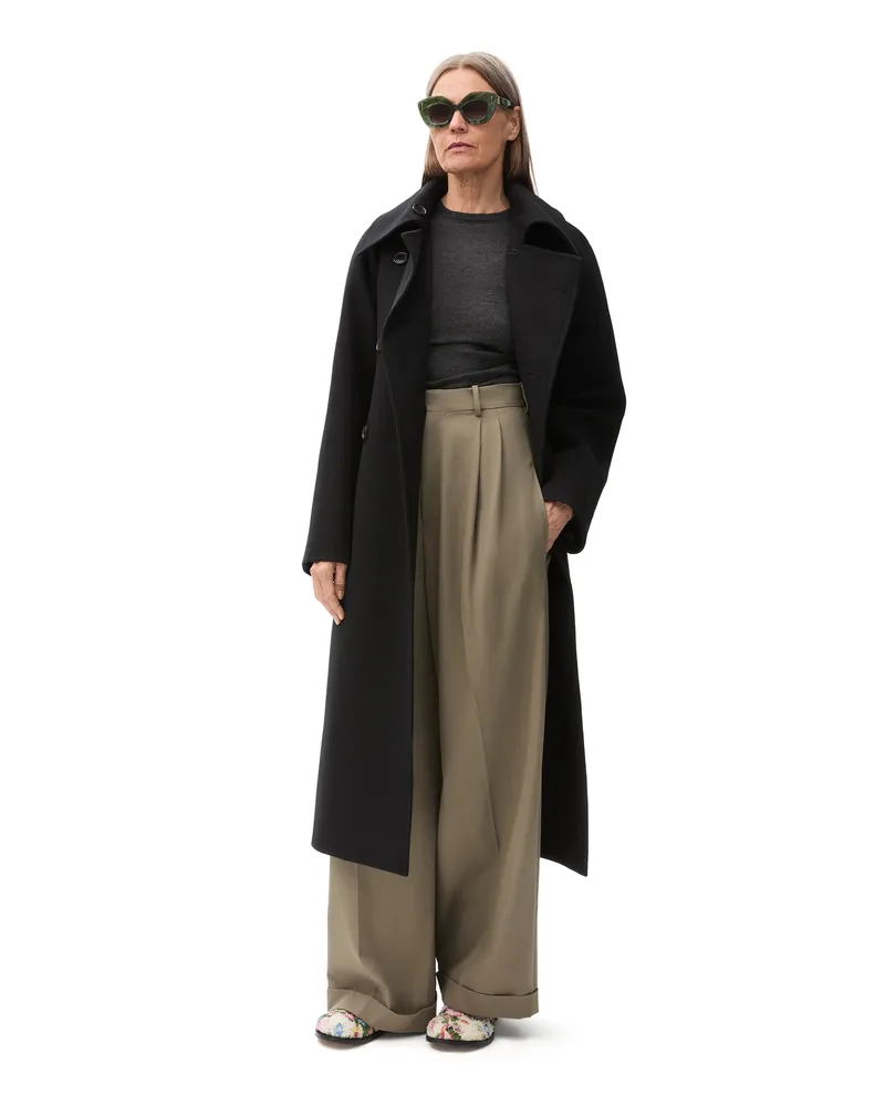 Loewe Luxury Double-breasted coat in wool and cashmere Black