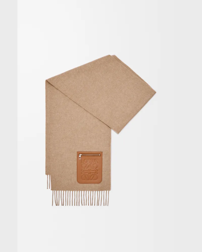 Loewe Scarf In Wool And Cashmere Mujer Beige
