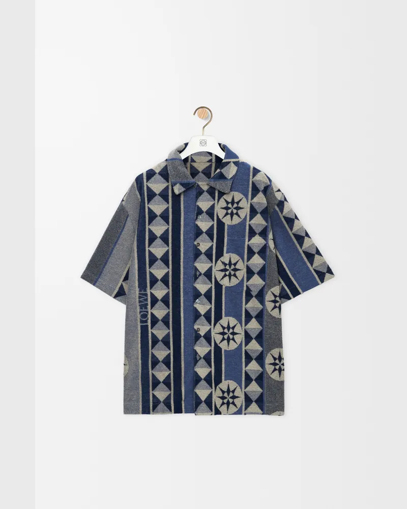 Loewe Short Sleeve Shirt In Terry Cotton Jacquard Size Hombre Blue