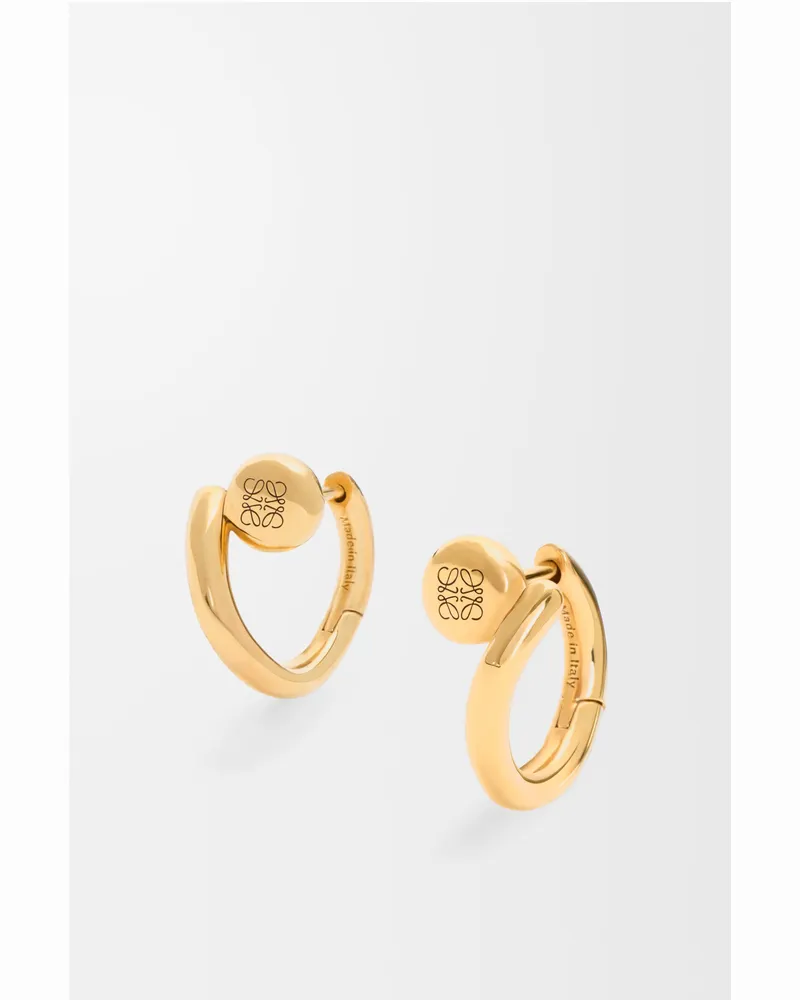 Loewe Anagram Pebble Mini Hoop Earrings Mujer Gold