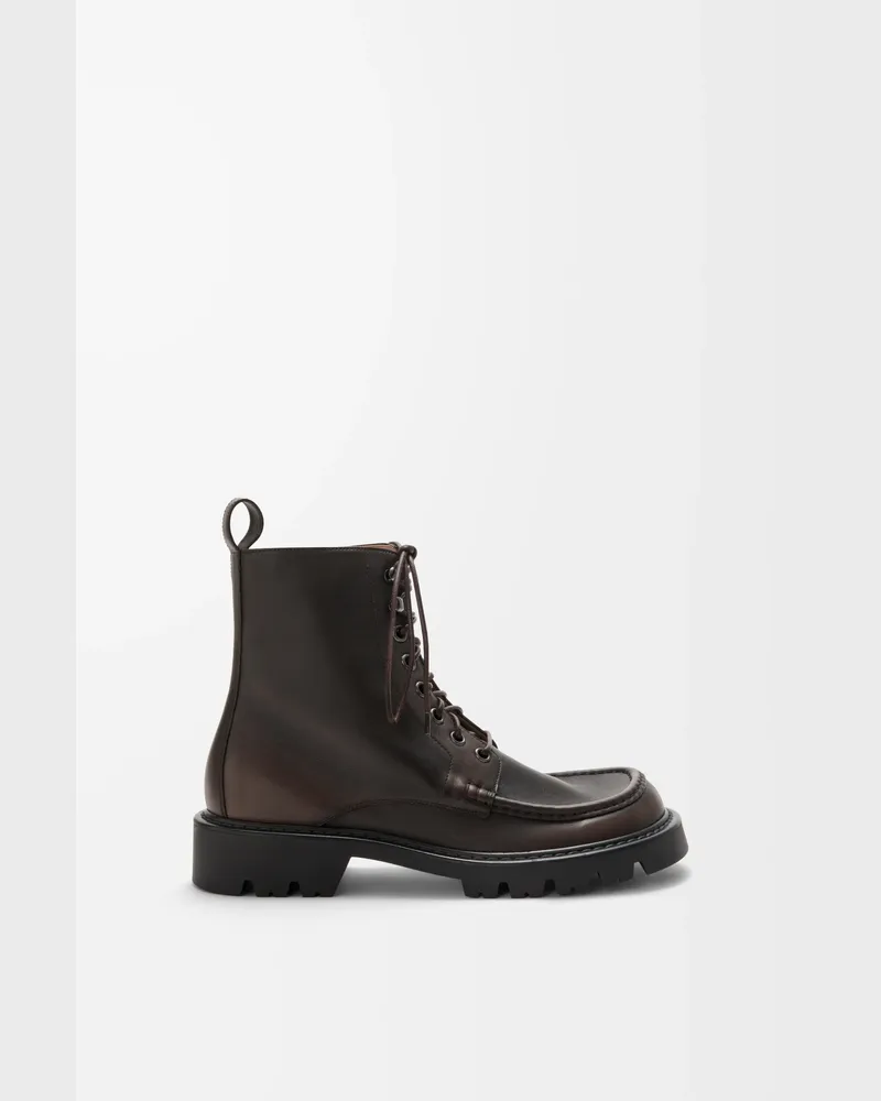Loewe Sierra Combat Ankle Boot In Brushed-off Leather skin Size Hombre Dark