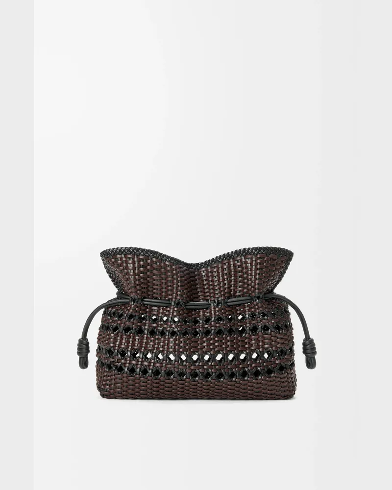 Loewe Medium Flamenco Clutch In Woven Nappa Leather skin Mujer Black
