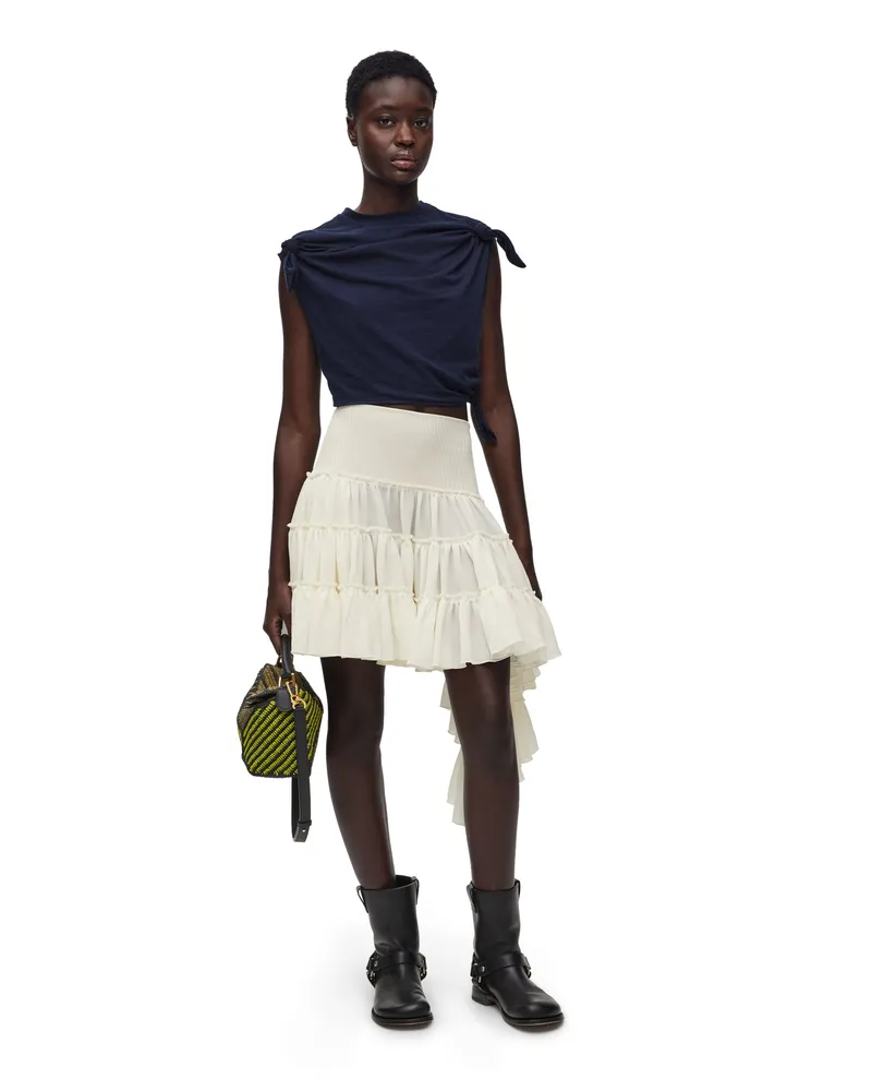 Loewe Luxury Ruffled skirt in silk Off-white