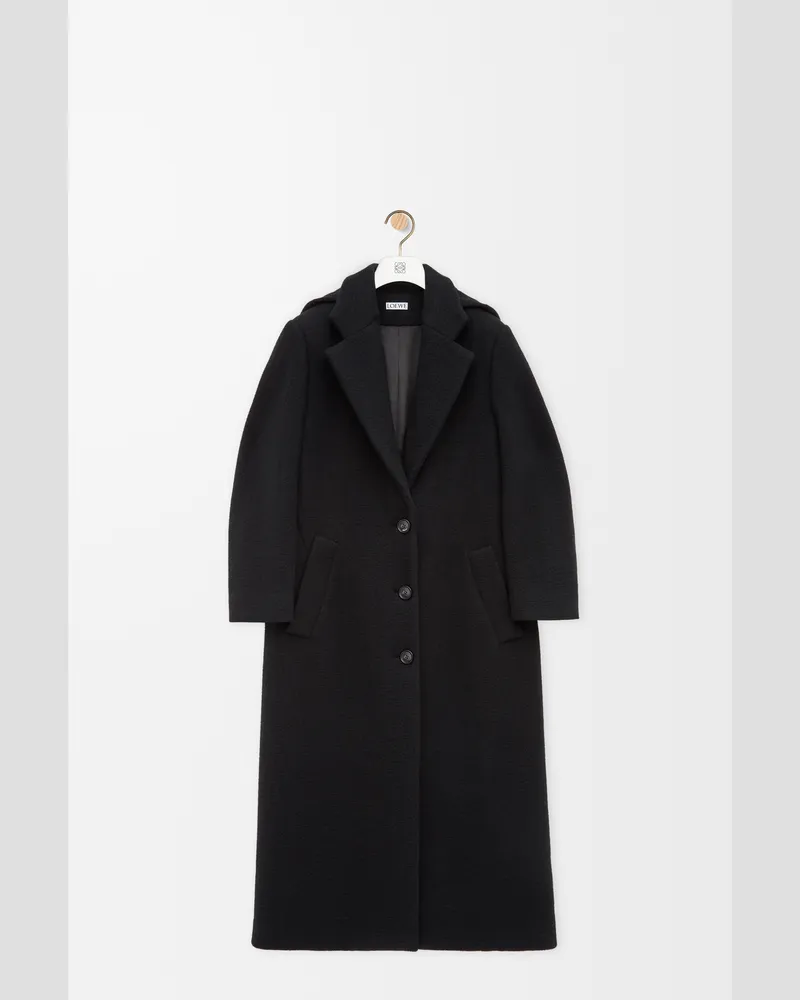 Loewe Hooded Coat In Cashmere Size Mujer Black
