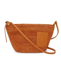 Loewe Luxury Slit Pochette bag in raffia and calfskin Honey