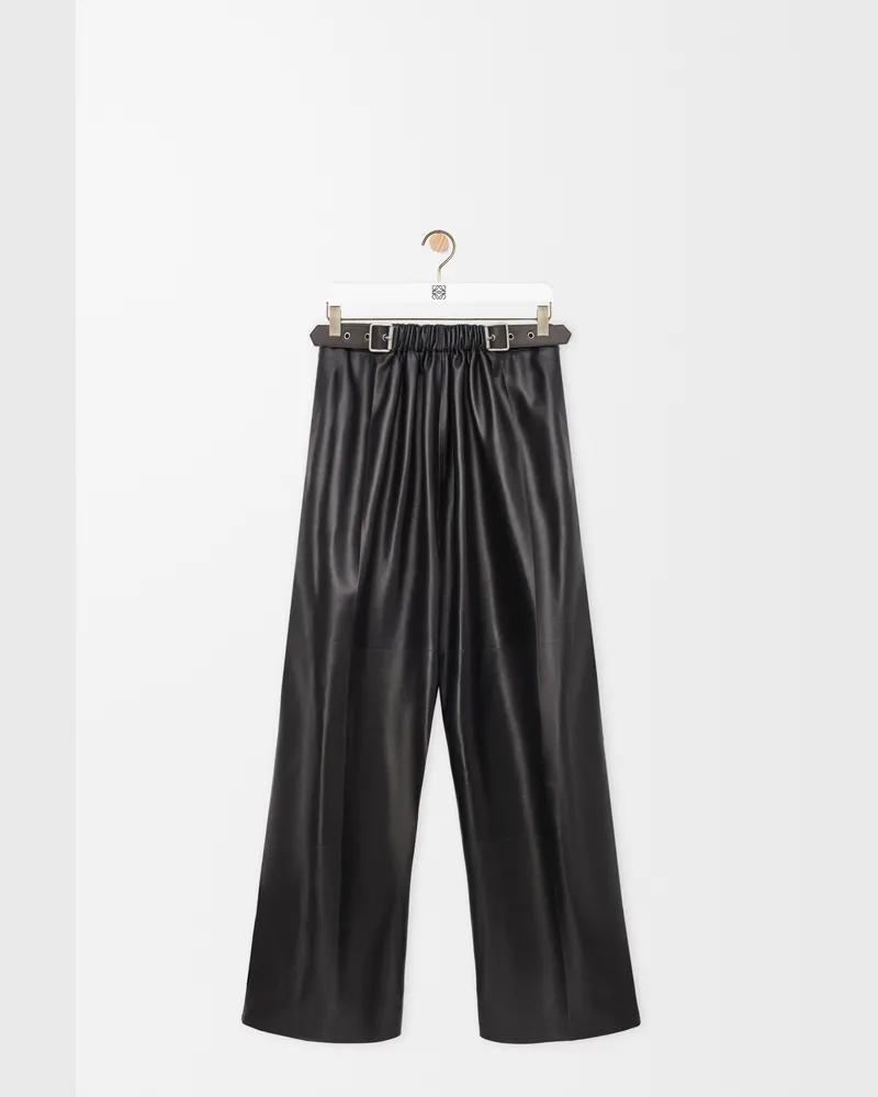Loewe Belted Trousers In Nappa Lambskin Size Mujer Black