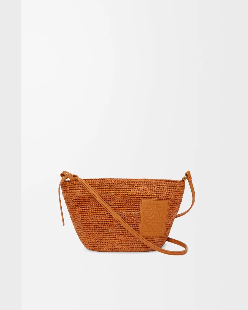 Loewe Slit Pochette Bag In Raffia And Leather skin Mujer Honey
