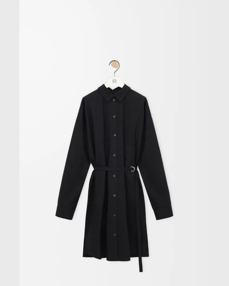 Loewe Shirt Dress In Silk And Cotton Size Mujer Black