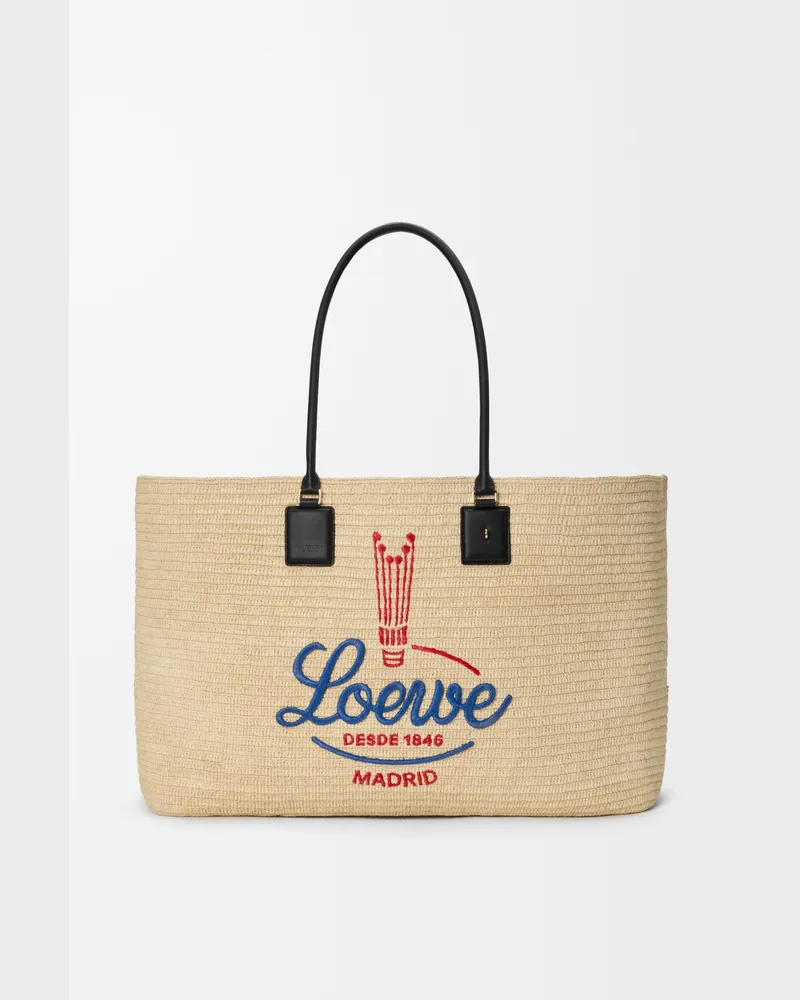 Loewe Xl Verano Tote In Raffia Mujer White