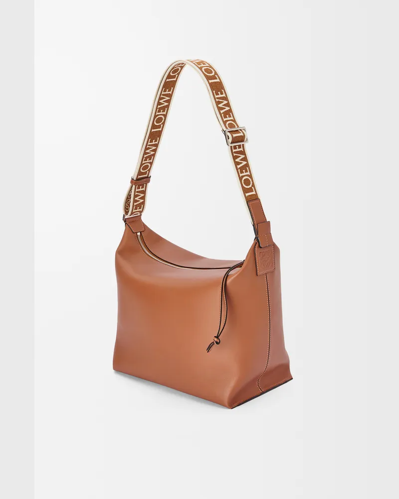 Loewe Cubi Crossbody Bag In Supple Leather skin And Jacquard Hombre Tan