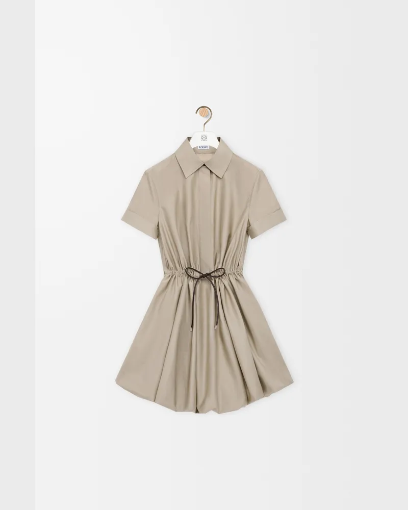 Loewe Short Sleeve Dress In Cotton And Silk Size Mujer Beige