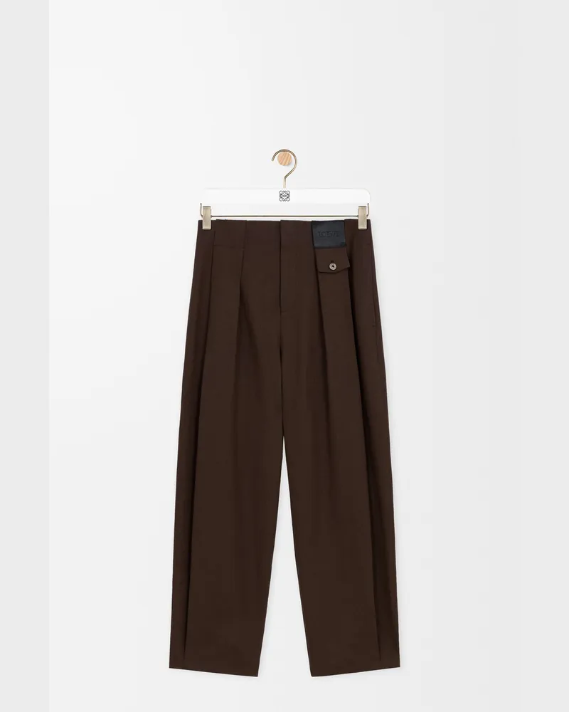 Loewe Trousers In Cotton And Linen Size Hombre Dark