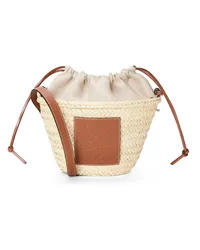 Loewe Luxury Drawstring bucket bag in palm leaf and calfskin Natural