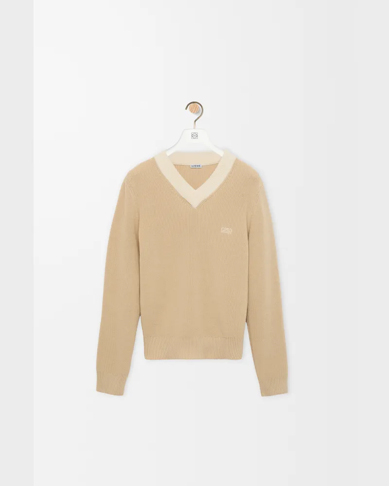 Loewe Sweater In Cotton And Wool Size Mujer Beige