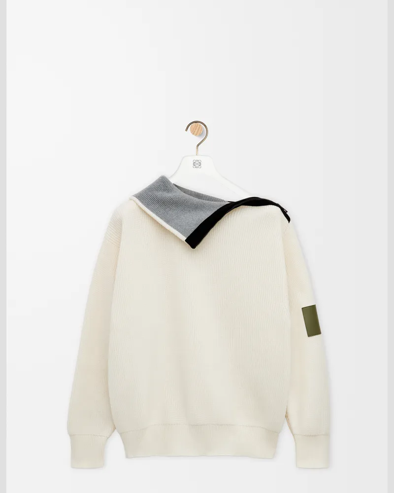 Loewe Zip-up Sweater In Wool Size Mujer White