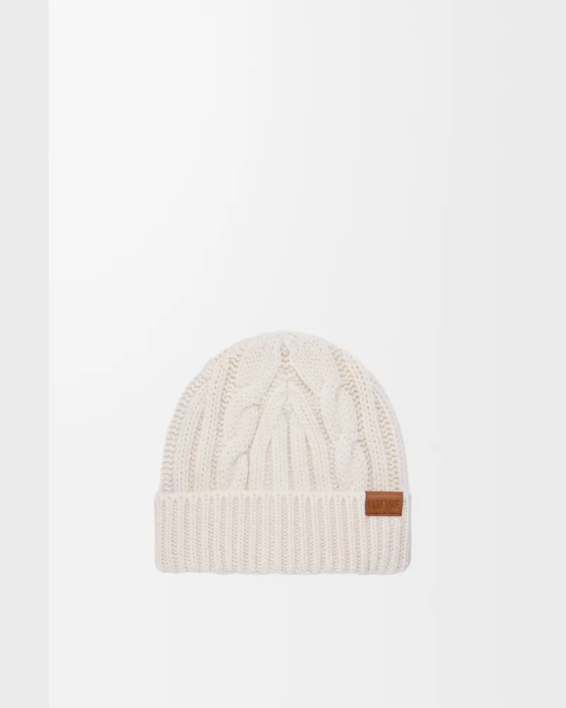 Loewe Beanie In Wool Mujer Ecru