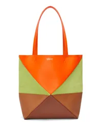 Loewe Luxury Medium Puzzle Fold tote in calfskin and suede Vivid