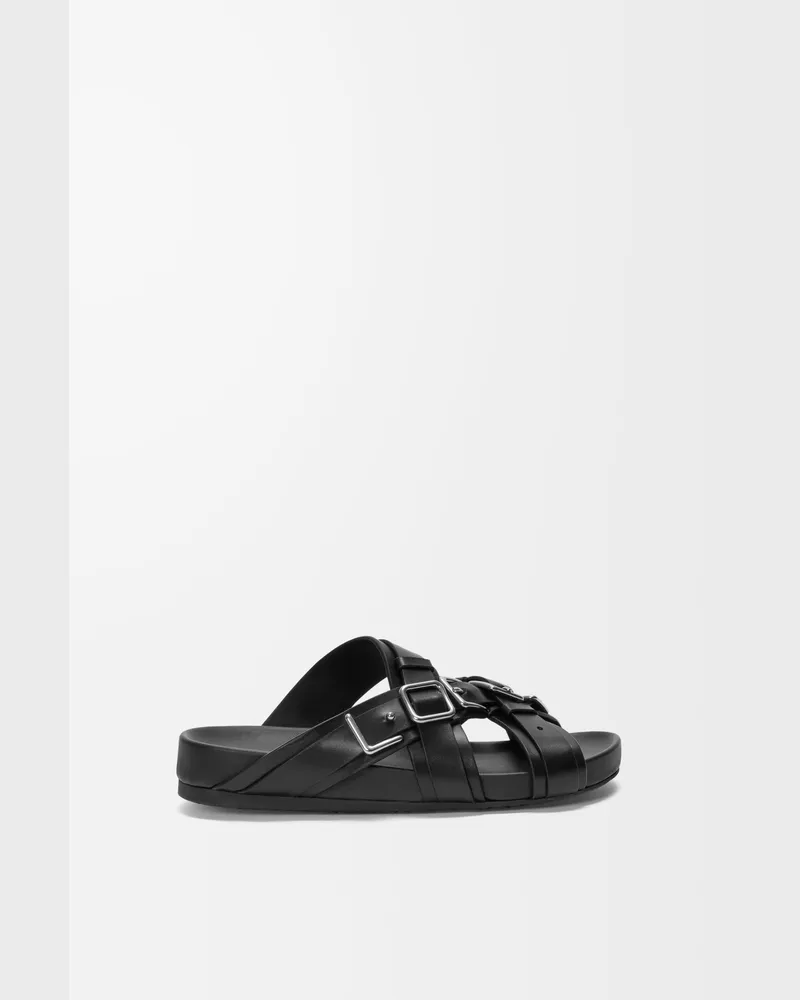 Loewe Type Fussbett Sandal In Vegetable-tanned Leather skin Size Mujer Black